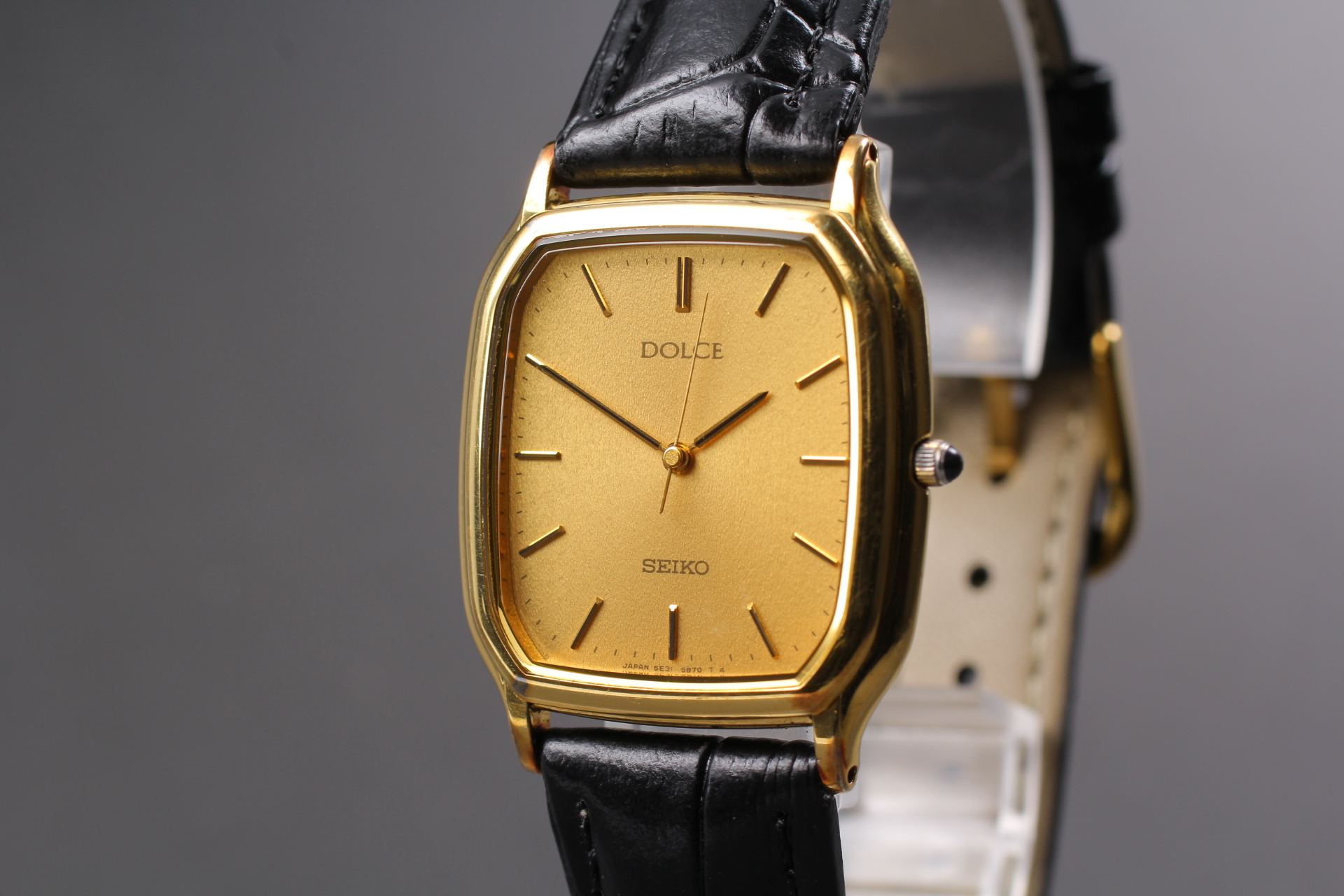 セイコー ドルチェ ゴールド8AD105 5E31-5B30 ▷[N MINT-] Vintage SEIKO Dolce 5E31-5B30 Gold Square 28mm