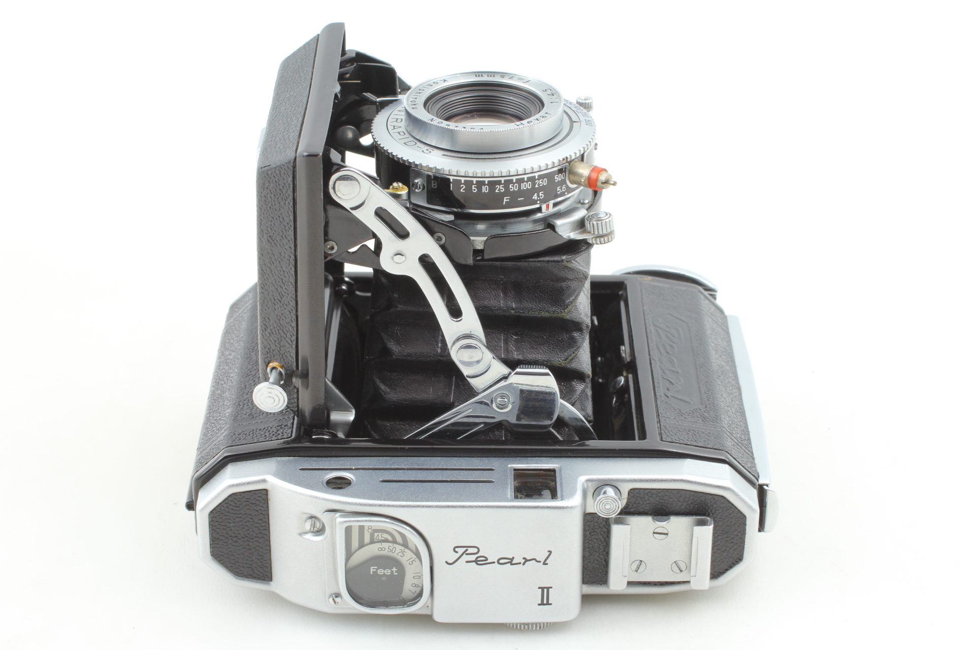 希少動作品 / KONICA Pearl 2 Hexar 75mm f3.5 Exc+5 READ] KONICA PEARL II Rangefinder Camera 6x4.5cm Hexar