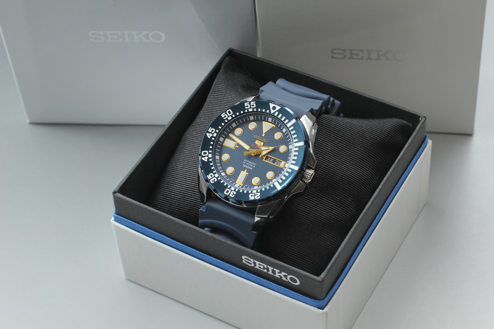 Serviced] Seiko 5 Sports 4R36-03T0 Day Date Blue Dial AT Men's