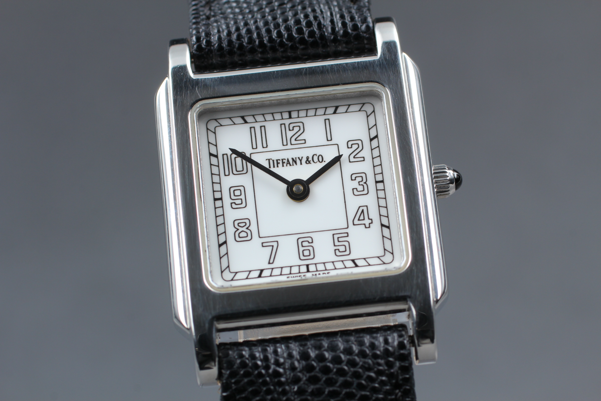 Tiffany & Co. Classic Square Qz White Dial Leather Band Swiss Made