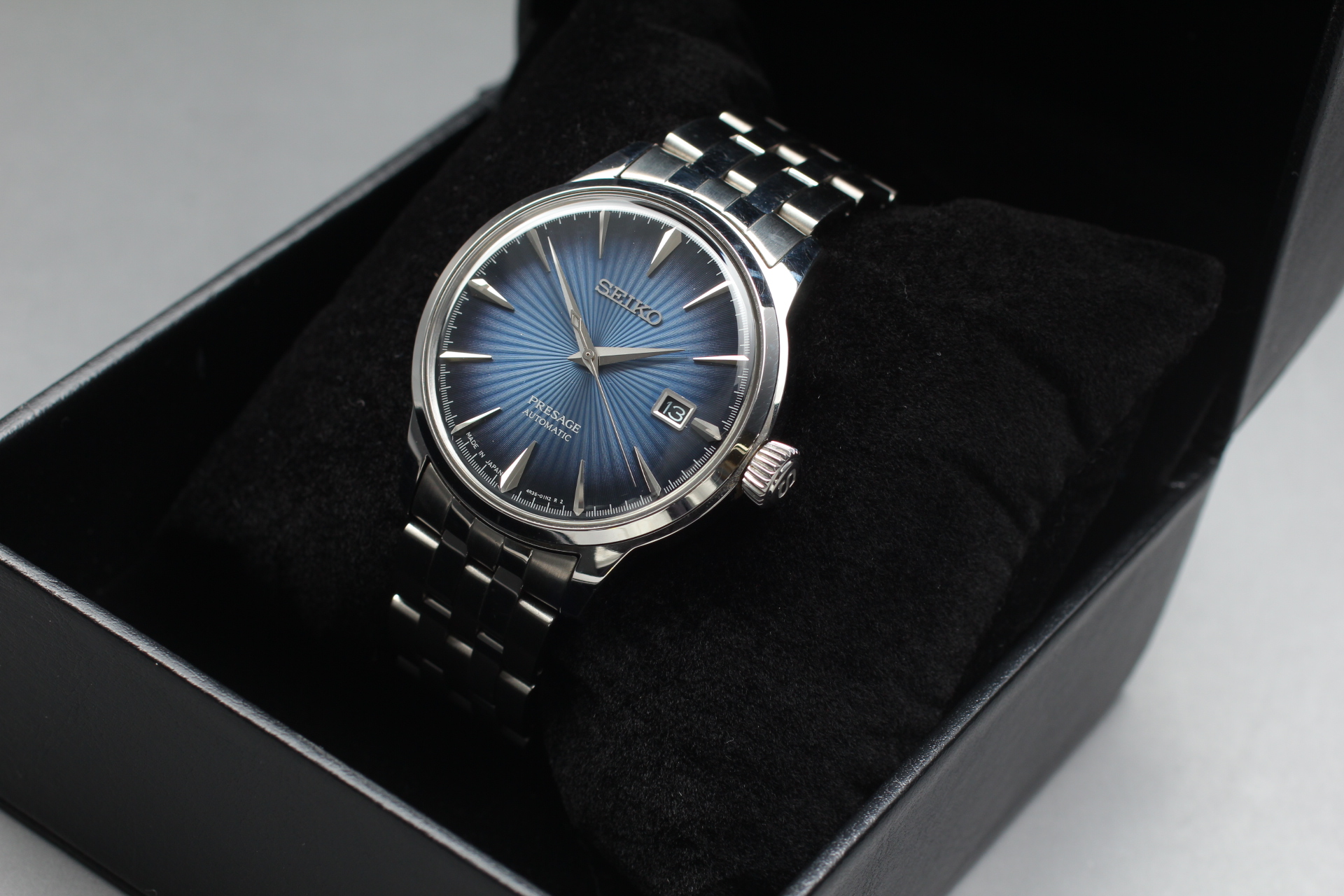 セイコー プレサージュ Seiko 4R35-01T0 カクテルタイム Seiko Presage Cocktail Time 4R35-01T0 SARY123 Blue Dial Date AT