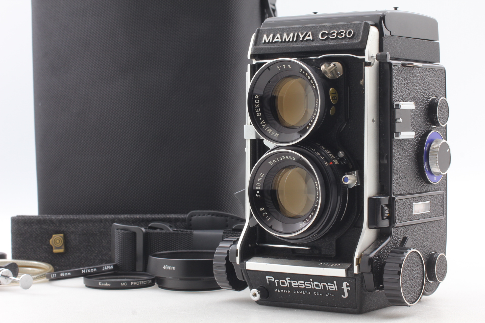 Pro F Blue Dot [Almost MINT w/Case] Mamiya C330 TLR Camera 80mm f2