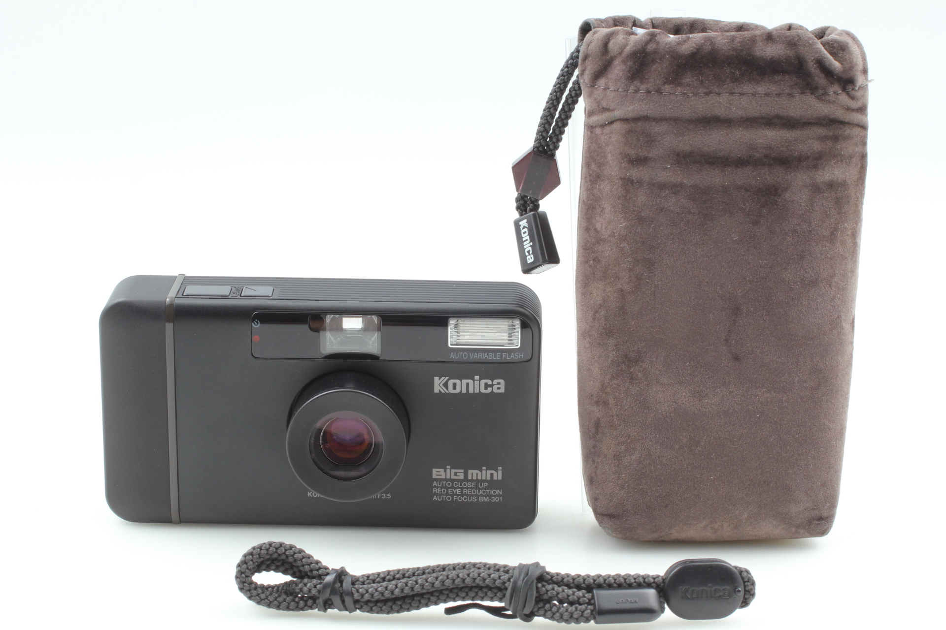 Almost MINT w/ Strap Pouch】 Konica Big Mini BM-301 Black Film