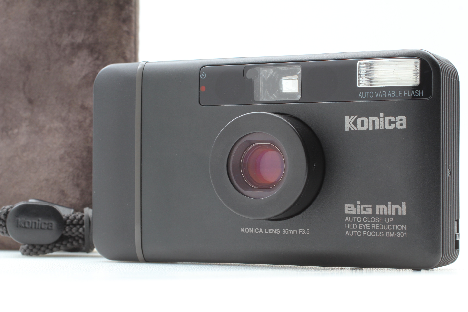 Almost MINT w/ Strap Pouch】 Konica Big Mini BM-301 Black Film